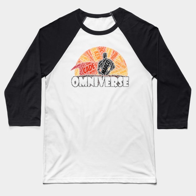 Omniverse Word Mosaic Baseball T-Shirt by Omniverse
